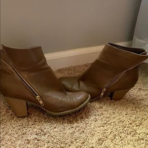 Brown heeled booties